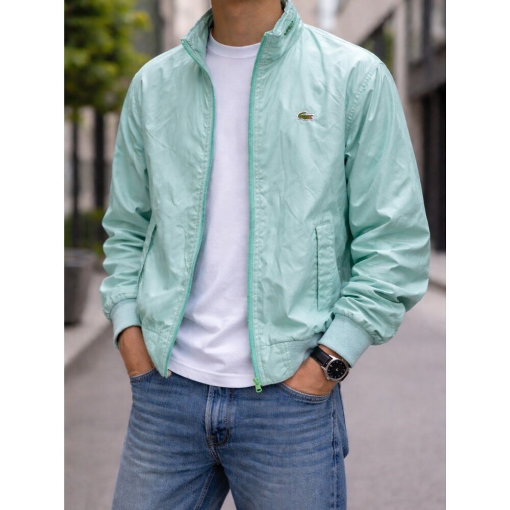 Men’s Vintage Izod Lacoste Bomber Jacket Windbreaker Green Sz Small